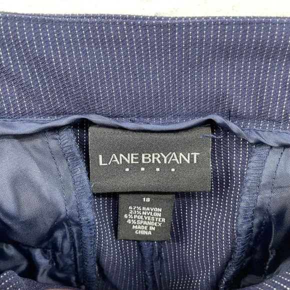 Lane Bryant Pants Womens Sz 18 Navy Blue Highrise Pinstripe Straight Ankle Pants - Picture 8 of 9